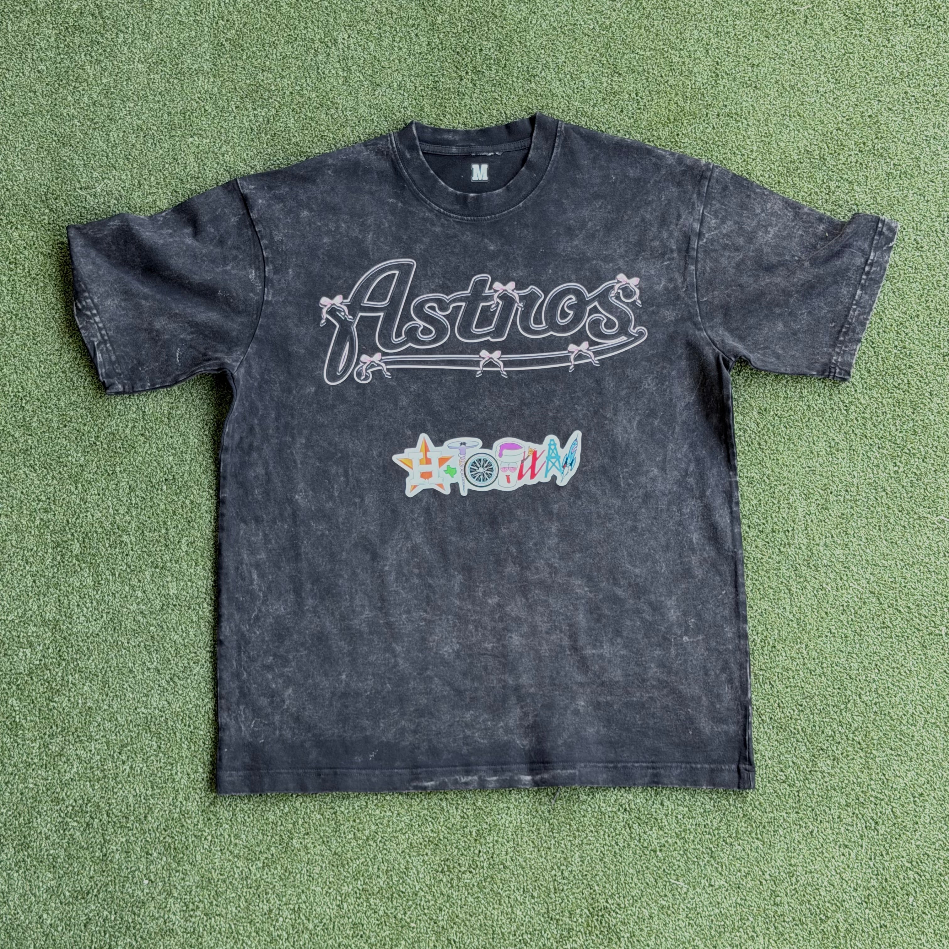 Astros Pink Bows Stone Wash Tee