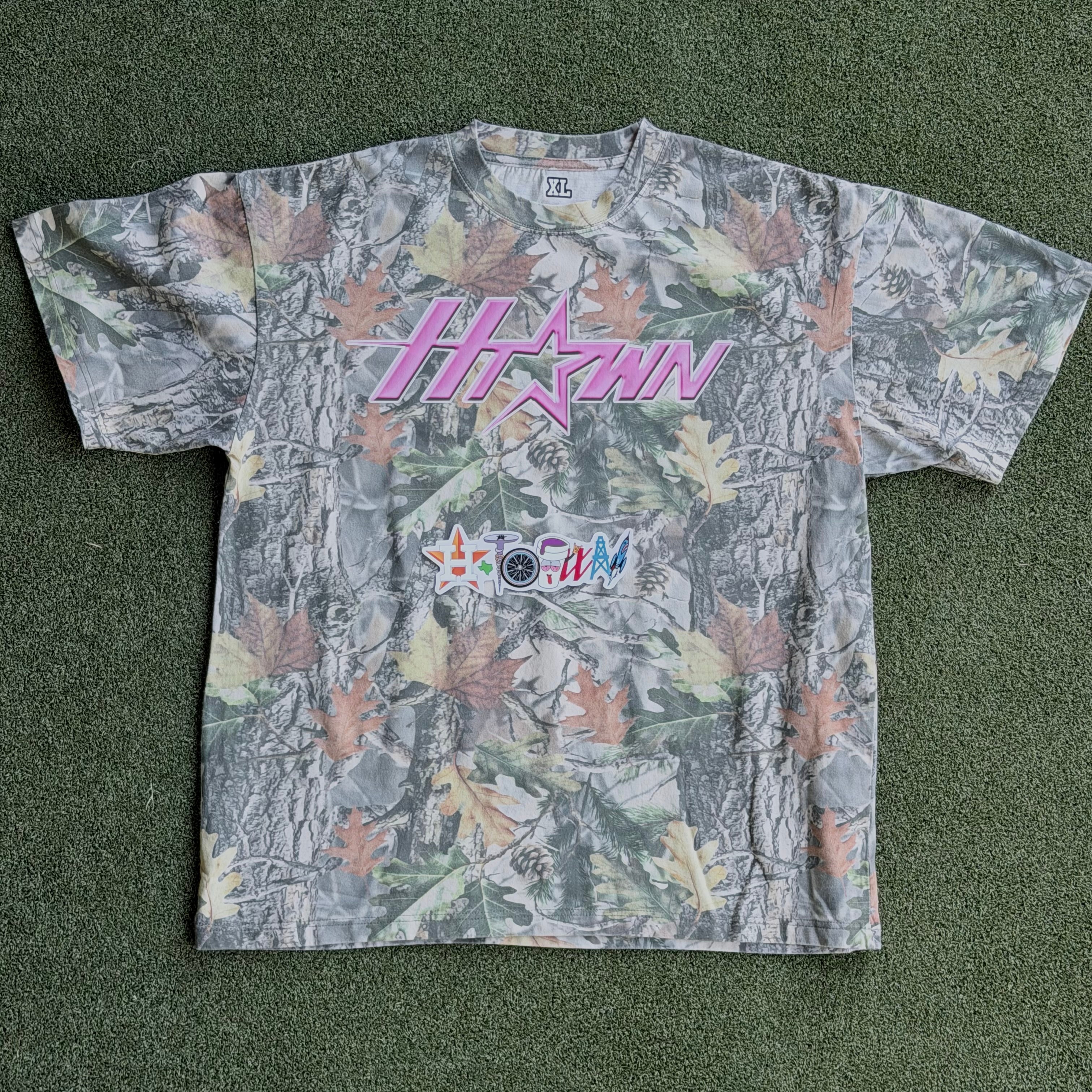 Y2K Pink Chrome H-Town Camo Tee