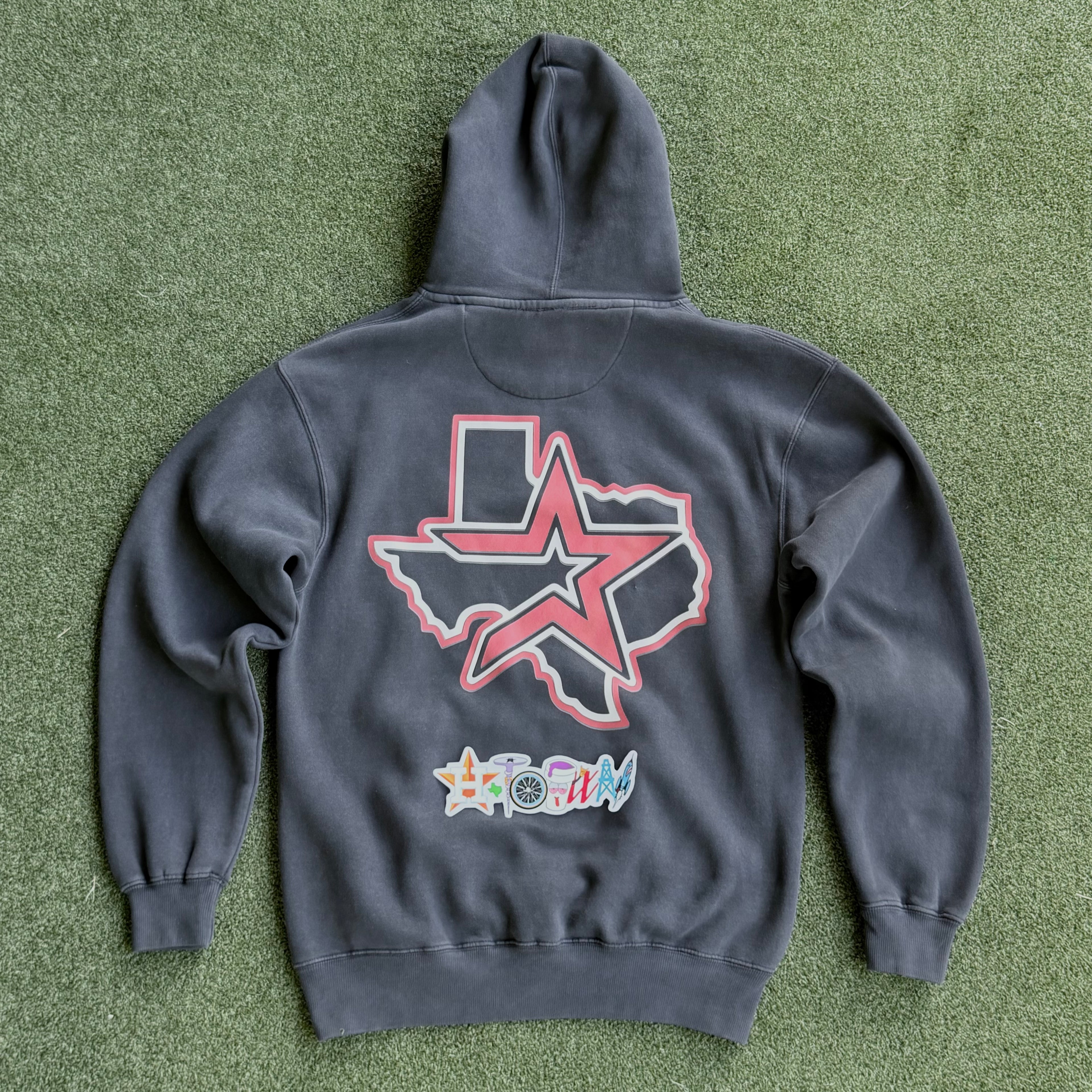 Houston Retro Washed Black Premium Hoodie