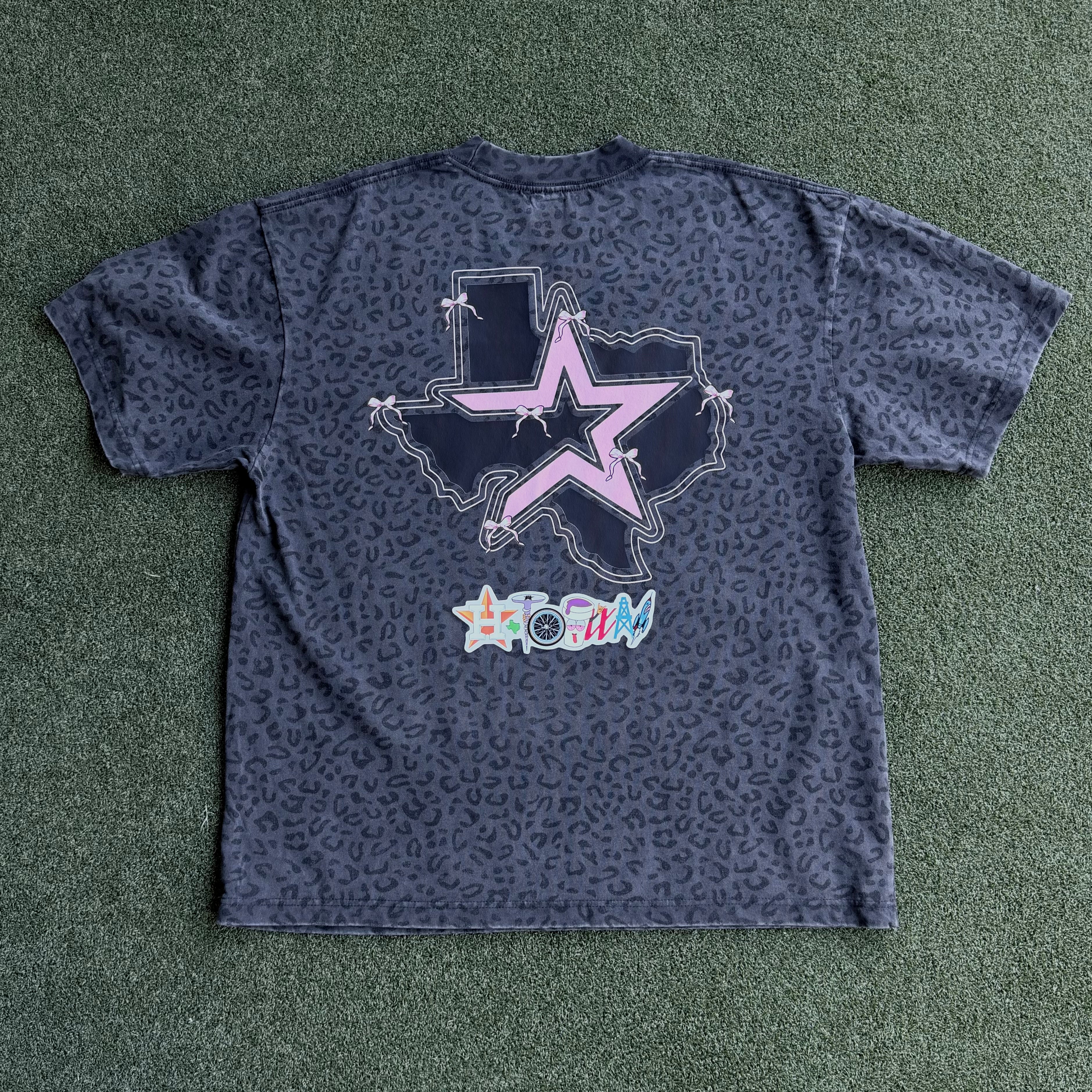 Houston Charcoal Pink Bows Vintage Leopard