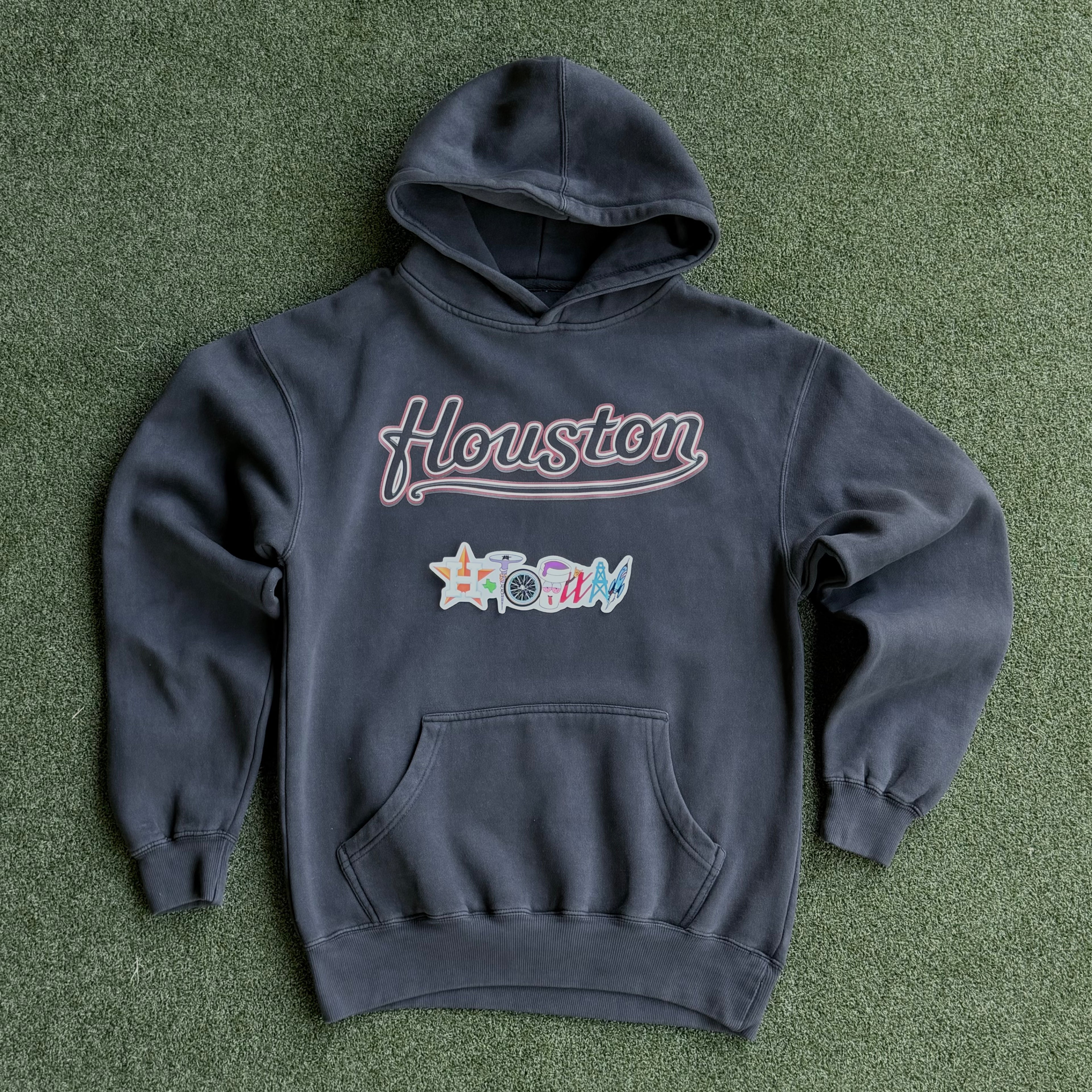 Houston Retro Washed Black Premium Hoodie