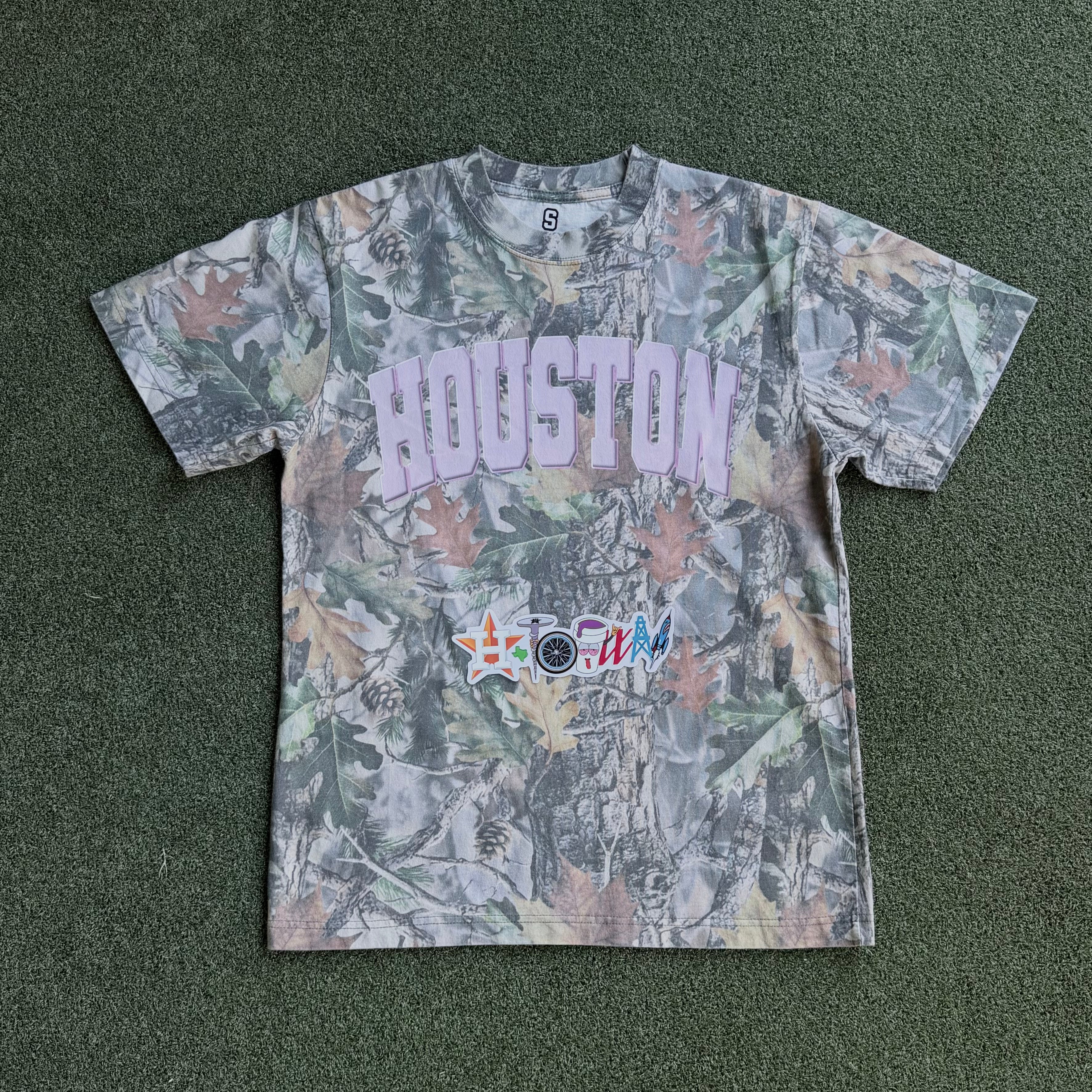Pink Houston Varsity Camo Tee